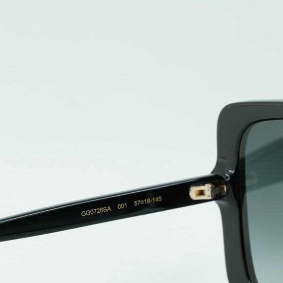 ? NEW GUCCI GG0728SA 001 SHINY BLACK GREY GRADIENT SUNGLASSES main image 7